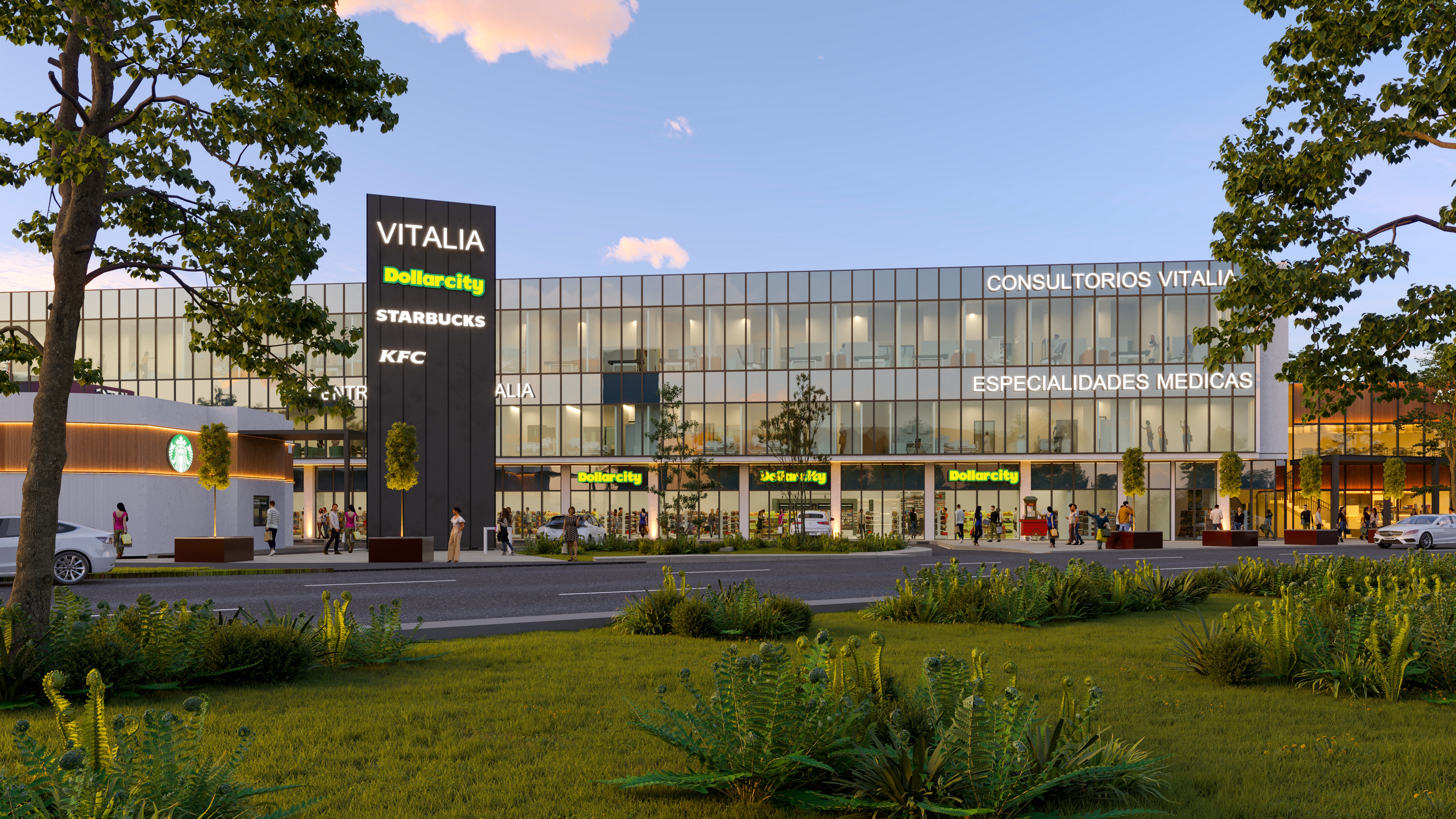 Vista frontal del centro Plaza Vitalia
